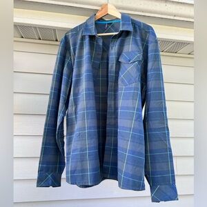 Specialized Blue and Green Plaid Button Down Shirt